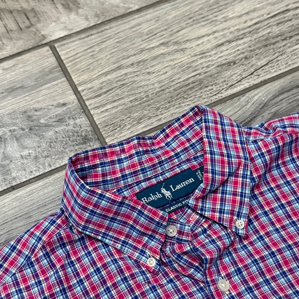 Ralph Lauren blue red plaid men xl short sleeve button up